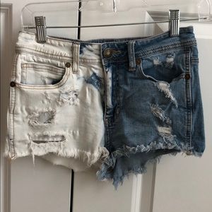 Pacsun Kylie and Kendall half acid wash shorts